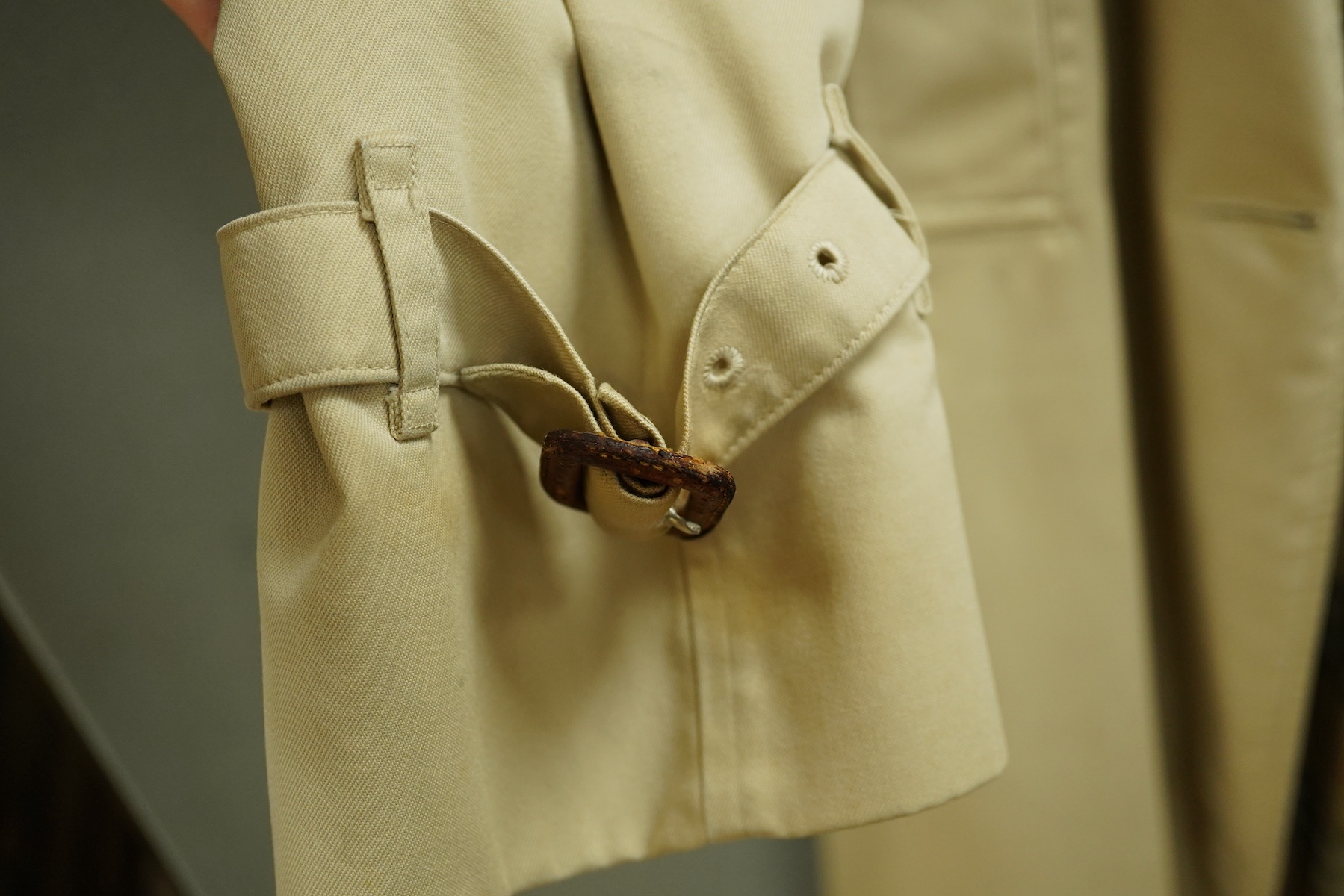A ladies Burberry mac with check lining and belt, size 16 Long